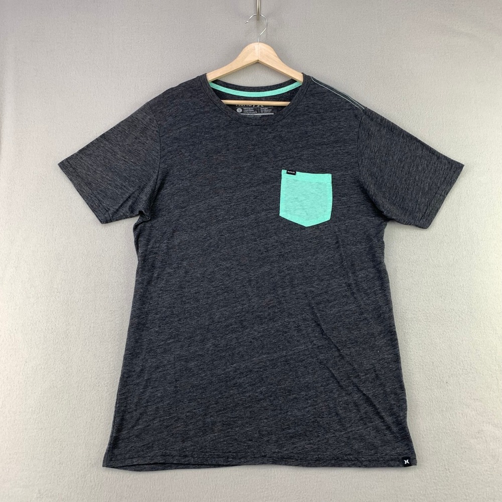 Hurley Premium Fit Pocket T-Shirt Men Large Gray Surf Casual Short Sleeve